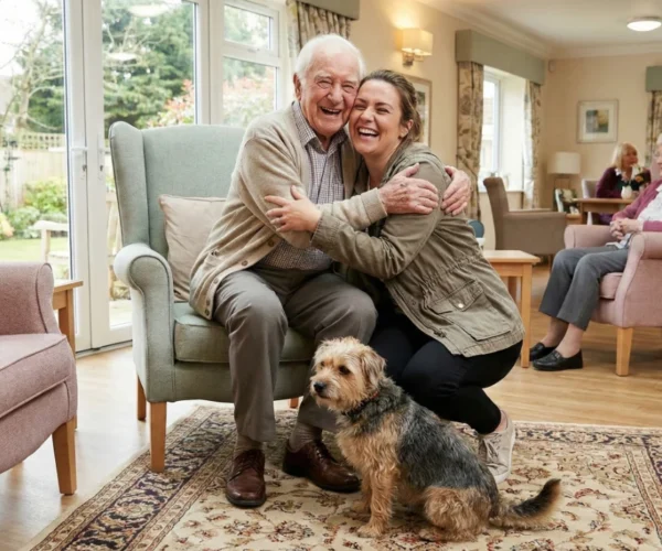 Residents spending time together in a common living area at Array Assisted Living